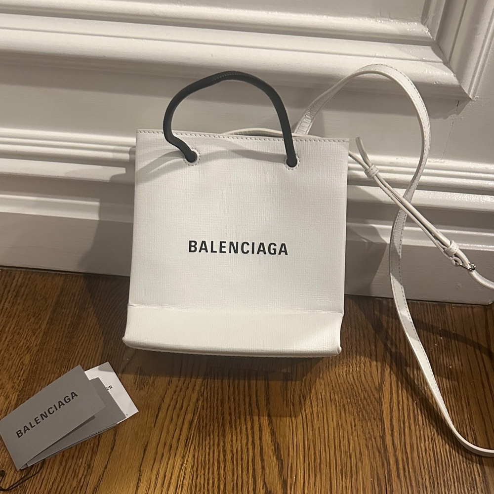 Balenciaga White Mini Bag with Black Handle